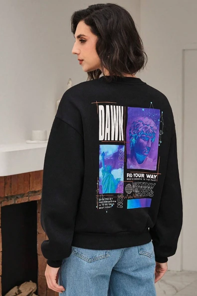 Unisex Dawn Baskılı Bisiklet Yaka Sweatshirt ürün görseli 1