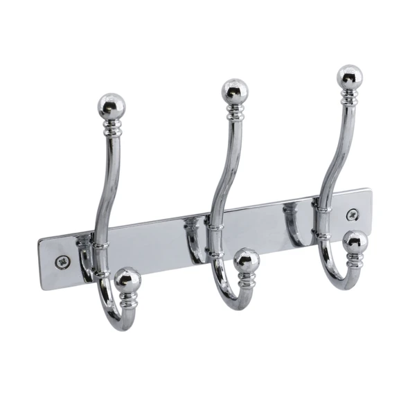 Metal Krom 3'lü Birleşik Portmanto Vestiyer Duvar Monteli Dolap Askılığı Vidalı Elbise Asma 1 Adet - Resim 5