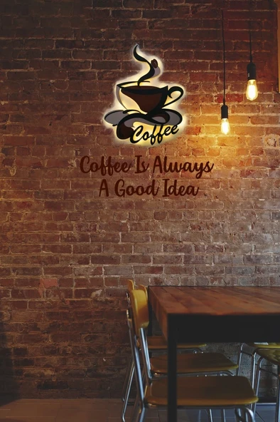 Veraart Işıklı 2 Katmanlı Kişiye Özel Kahve Fincanı Figürlü Tablo Mutfak ve Cafe Duvar Dekorasyonu - 8