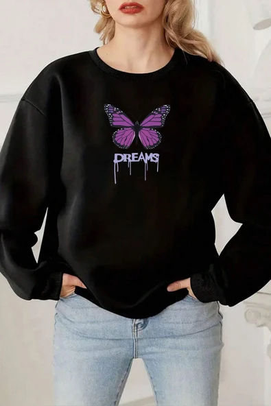 Unisex Dreams Baskılı Bisiklet Yaka Sweatshirt ürün görseli 1