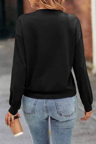 Unisex NOPE Baskılı Bisiklet Yaka Sweatshirt - 2