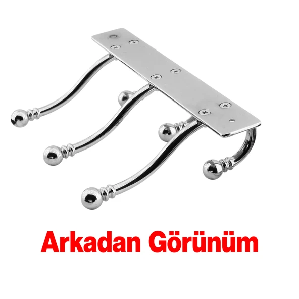 Metal Krom 3'lü Birleşik Portmanto Vestiyer Duvar Monteli Dolap Askılığı Vidalı Elbise Asma 1 Adet - Resim 4