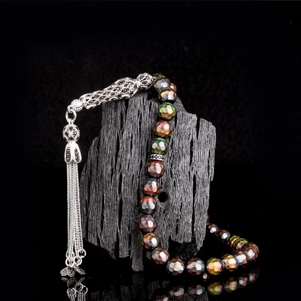 925 Ayar Gümüş Set Püsküllü Renk Değiştiren His Taşı Tesbih ürün görseli