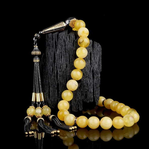 Çift Renk 925 Ayar Gümüş Püsküllü 10mm Küre Kesim Damla Keribar Tesbih ürün görseli