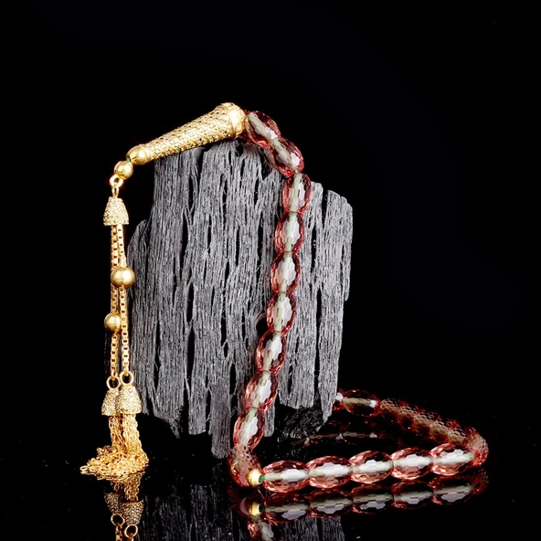 925 Ayar Gümüş Püsküllü Arpa Kesim Sultan Taşı Tesbih ürün görseli 1