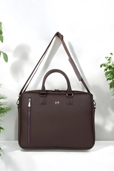 Lüx Unisex Kahverengi Laptop & Evrak Çantası 13"-14.6" inç - 4