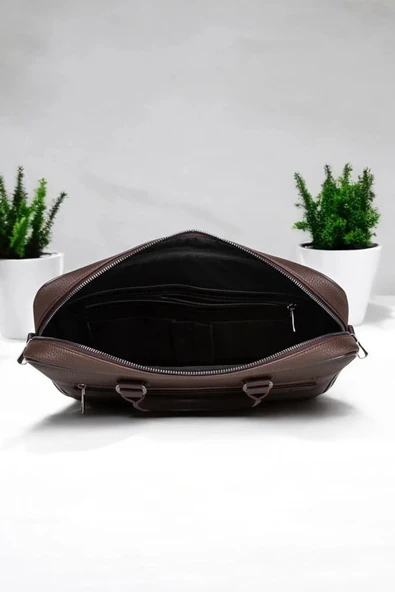 Premium Unisex Kahverengi Laptop & Evrak Çantası 13"-14.6" inç - 3
