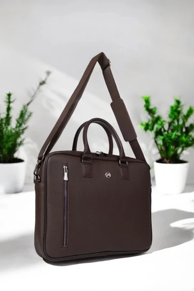 Lüx Unisex Kahverengi Laptop & Evrak Çantası 13"-14.6" inç - 5