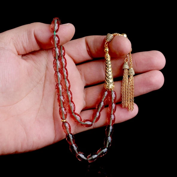 925 Ayar Gümüş Püsküllü Arpa Kesim Sultan Taşı Tesbih - Resim 3