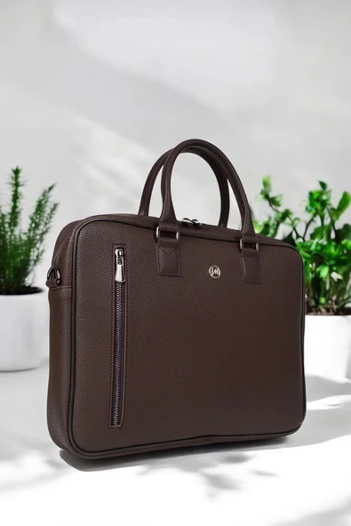 Lüx Unisex Kahverengi Laptop & Evrak Çantası 13"-14.6" inç - 6