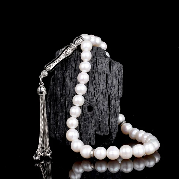 925 AYAR GÜMÜŞ SET İNCİ TAŞLI TESBİH ürün görseli 1