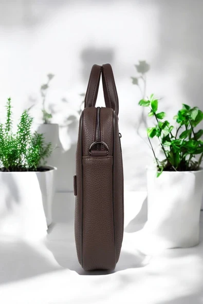 Lüx Unisex Kahverengi Laptop & Evrak Çantası 13"-14.6" inç - 7