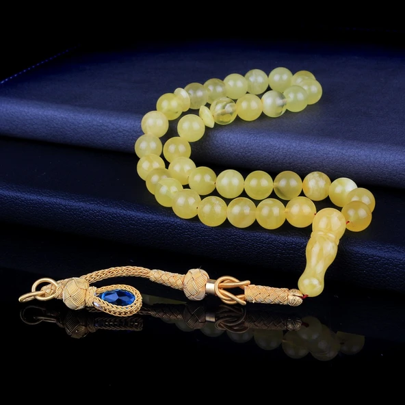 DAMLA KEHRİBAR TESBİH 1000 AYAR KAZAZ GÜMÜŞ PÜSKÜLLÜ - Resim 2