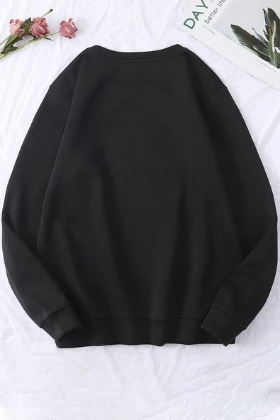 Unisex Astronaut Rides Baskılı Bisiklet Yaka Sweatshirt - Resim 2