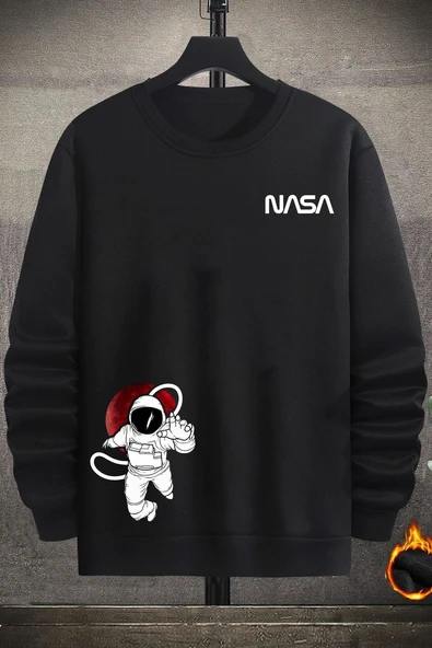 Unisex Nasa Baskılı Bisiklet Yaka Sweatshirt ürün görseli