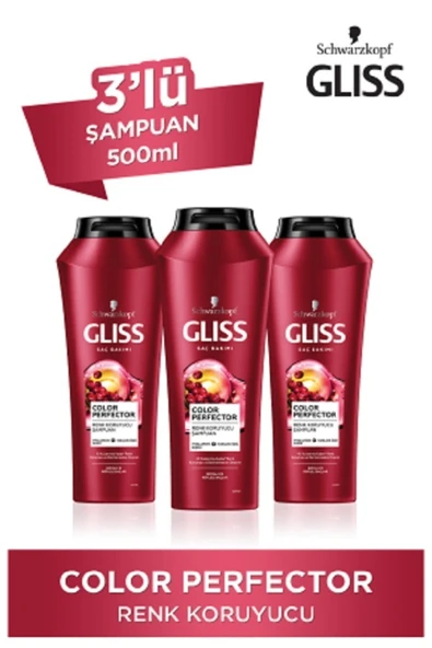 Gliss Color Perfector Renk Koruyucu Şampuan 3 x 500 ML
