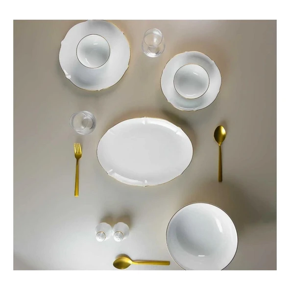 Evaliza Magnolia Premium Gold 60 Parça Yemek Takımı