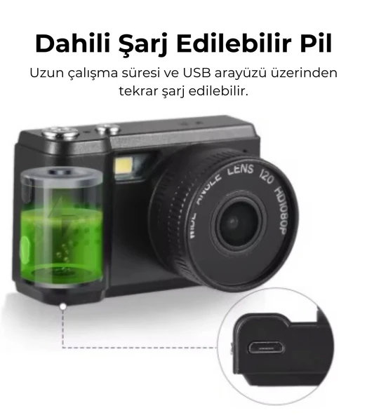 Mini Dijital Video Kamera 1080 P Video Kamera Dahili Flaş Fotoğraf Video Kaydı LCD Ekran