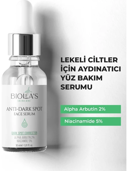 Biolea's Lekeli Ciltler Için Aydınlatıcı Yüz Bakım Serumu Niacinamide 5% + Alpha Arbutin 2% 30 ml - 2