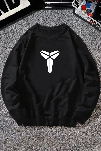 Unisex Kobe Baskılı Bisiklet Yaka Sweatshirt