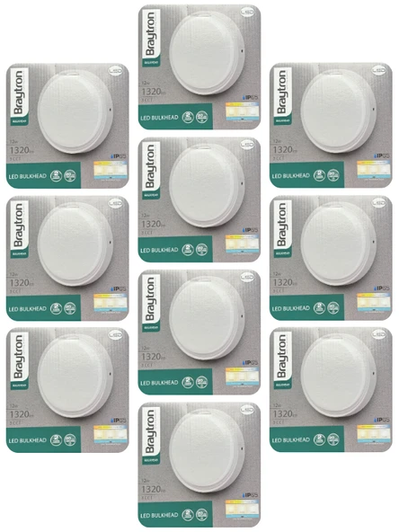 (10 Adet) Braytron 12W (Beyaz, Günışığı, Sarı Işık Ayarlanabilir) Dış Mekan Sıva Üstü Led Armatür