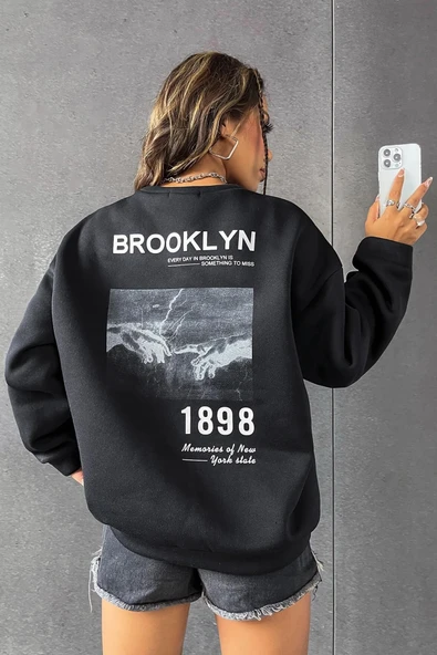 Unisex 1898 Baskılı Bisiklet Yaka Sweatshirt ürün görseli 1