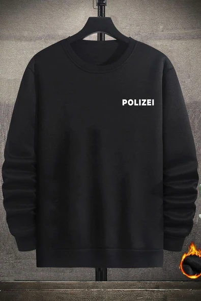 Unisex Polizei Baskılı Bisiklet Yaka Sweatshirt - 2