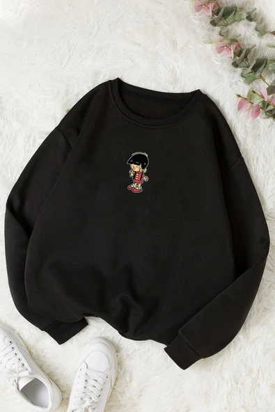 Unisex Chen Üzümlü Kekim Baskılı Bisiklet Yaka Sweatshirt