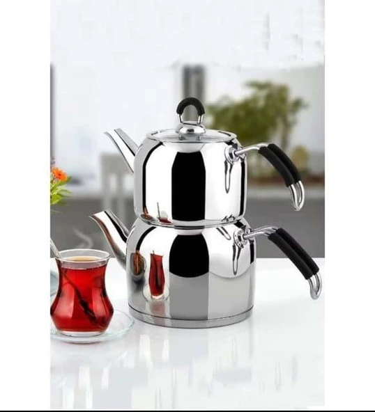 İmaj Mini Silikon Kulplu Çelik Çaydanlık Takımı