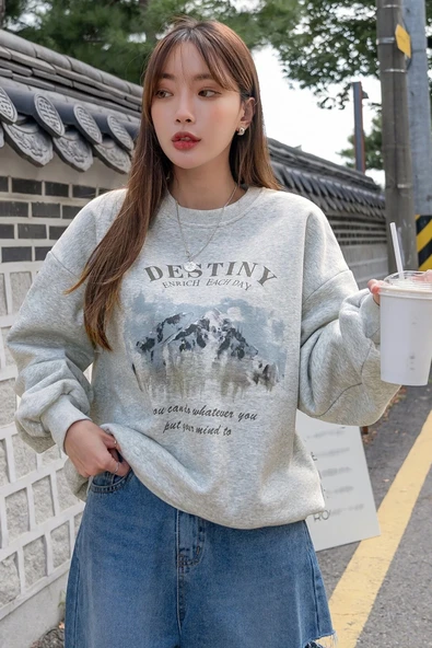 Destiny Baskılı Oversize Sweatshirt ürün görseli 1