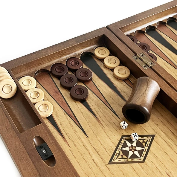 Infiniti Numeratörlü Ahşap Tavla Ceviz - 11