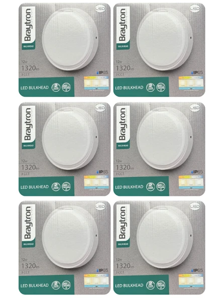 (6 Adet) Braytron 12W (Beyaz, Günışığı, Sarı Işık Ayarlanabilir) Dış Mekan Sıva Üstü Led Armatür