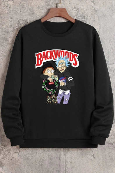 Unisex Backwoods Baskılı Bisiklet Yaka Sweatshirt ürün görseli 1