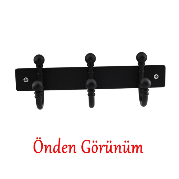 Metal Siyah 3'lü Birleşik Portmanto Vestiyer Duvar Monteli Dolap Askılığı Vidalı Elbise Asma 1 Adet - Resim 6