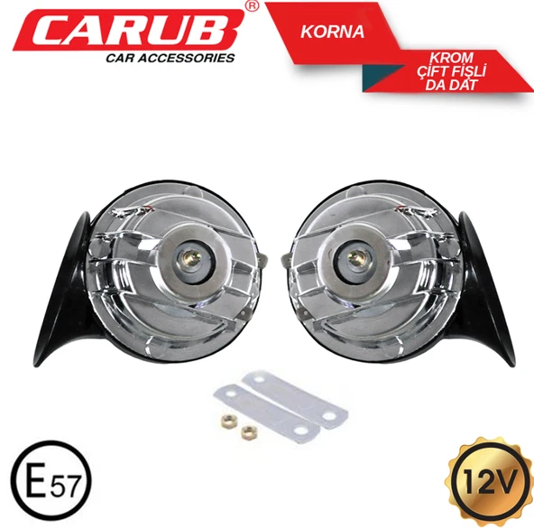 CARUB Korna12V 2Li Süper Dadat Tek Fişli KROM BELGLİ