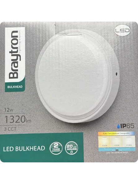 Braytron 12W (Beyaz, Günışığı, Sarı Işık Ayarlanabilir) Dış Mekan Sıva Üstü Led Armatür