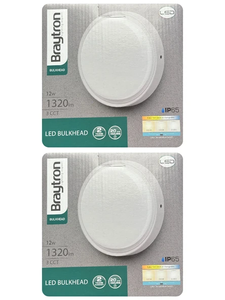 (2 Adet) Braytron 12W (Beyaz, Günışığı, Sarı Işık Ayarlanabilir) Dış Mekan Sıva Üstü Led Armatür 