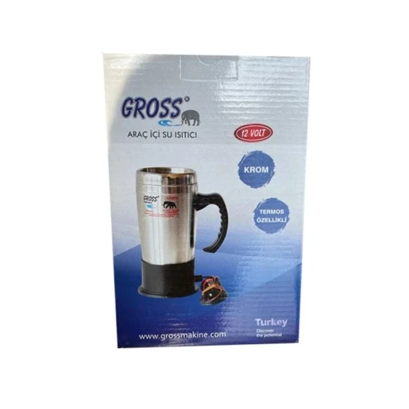 Gross Termoslu Krom Araç İçi Su Isıtıcı 12 V-450 Ml - 5
