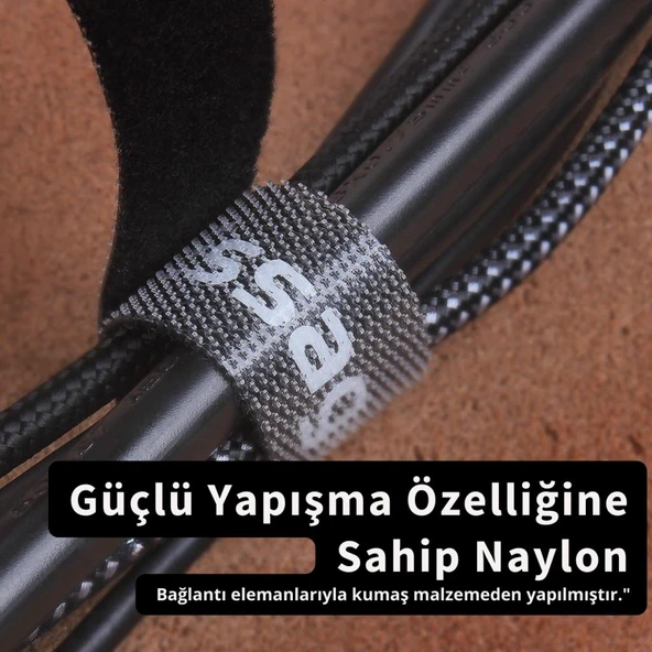 Essager 5 Metre Cırt Cırt Bantlı Kablo Sarıcı Düzenleyici Organizatör, Kesilebilir Kablo Düzenleyici - 4