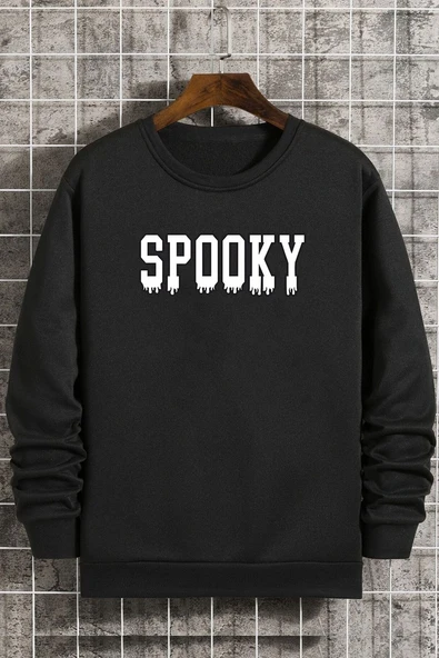 Unisex Spooky Bisiklet Yaka Sweatshirt