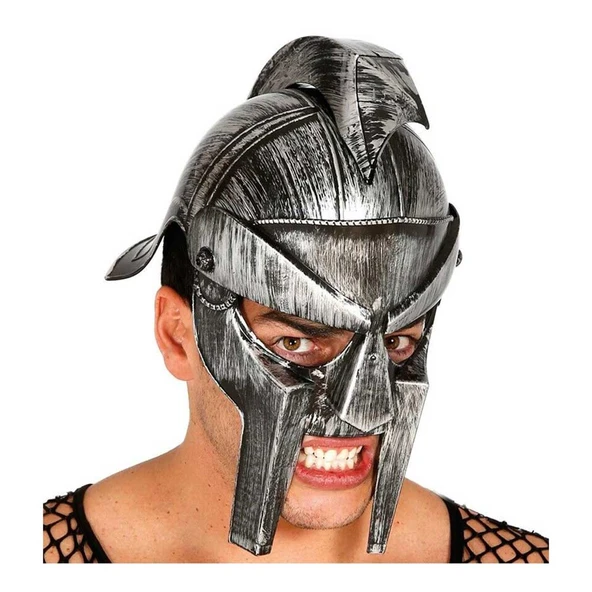 Gladyatör Savaş Kaskı Miğferi İnce Başlık Gümüş Renk ürün görseli 1