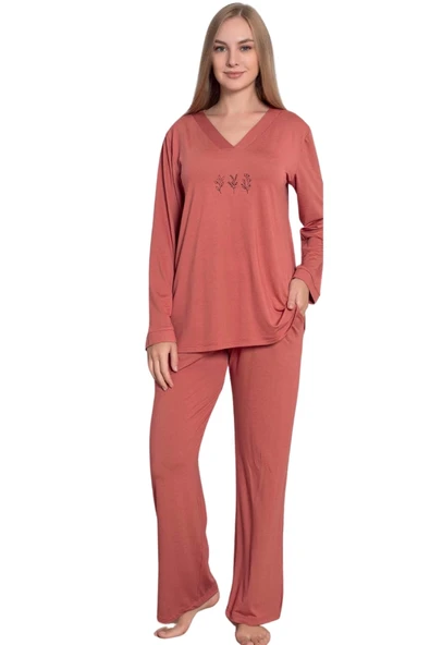 Limissi Viskon Uzun Kollu Kadın pijama takımı 24642 - 3