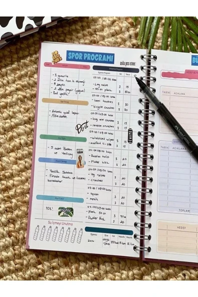 Konuşan Ajanda 17x24 Spiralli Stickerli Kuşe Kağıda Tarihsiz Ajanda Sütü Çilekli Seni Sürekli - 6