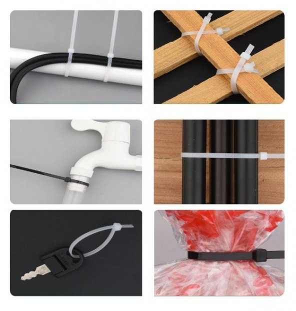 Çetsan 3,6x200 Beyaz Kablo Bağı 20cm Plastik Cırt Kelepçe Toplayıcı-100 Adet - 6