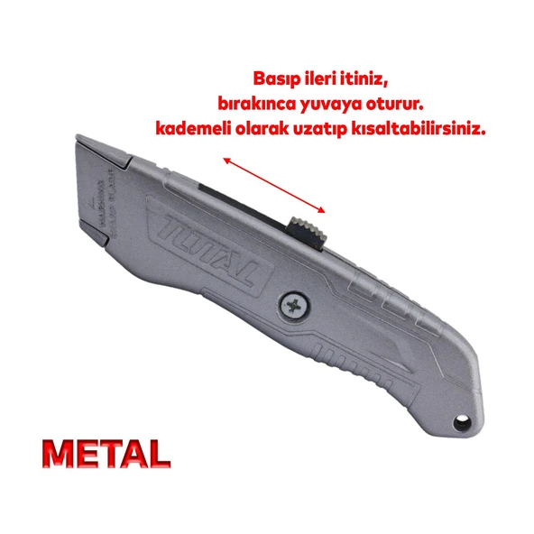 Maket Bıçak Halı Bıçağı Çok Amaçlı Metal Maket Bıçağı Küçük Değiştirilebilir 10 Adet Yedek Bıçak - 3