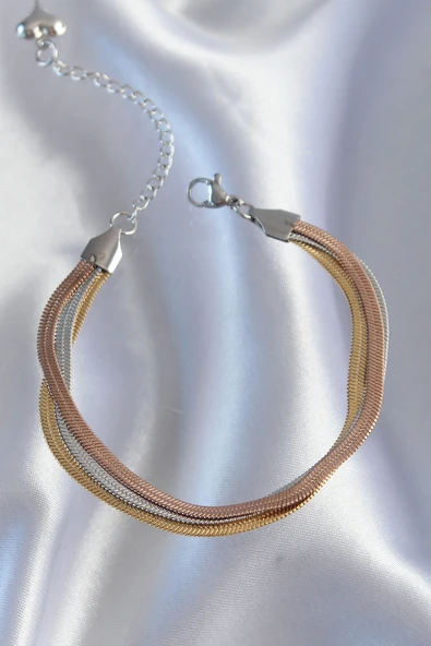 316L Çelik Renkli İtalyan Zincir Model Çoklu Bileklik - TJ-BB6186 - 2