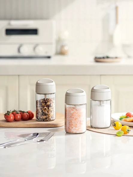 Pinmoo Prachic Kaşıklı Büyük Boy 13,5 cm 1 Adet 250 Ml. Cam Baharatlık - 3