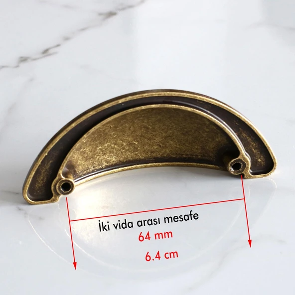 Düğme Eskitme Antik Sarı Mobilya Mutfak Dolap Kulpu Kulbu Kulpları 64 mm - Resim 4
