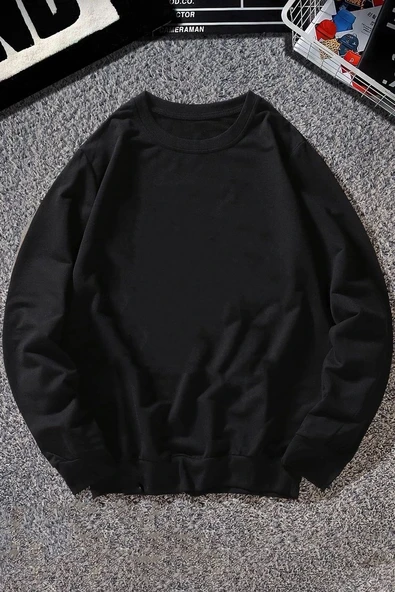 Unisex Butterfly Baskılı Bisiklet Yaka Sweatshirt - Resim 2