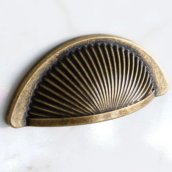 Düğme Eskitme Antik Sarı Mobilya Mutfak Dolap Kulpu Kulbu Kulpları 64 mm - Resim 3